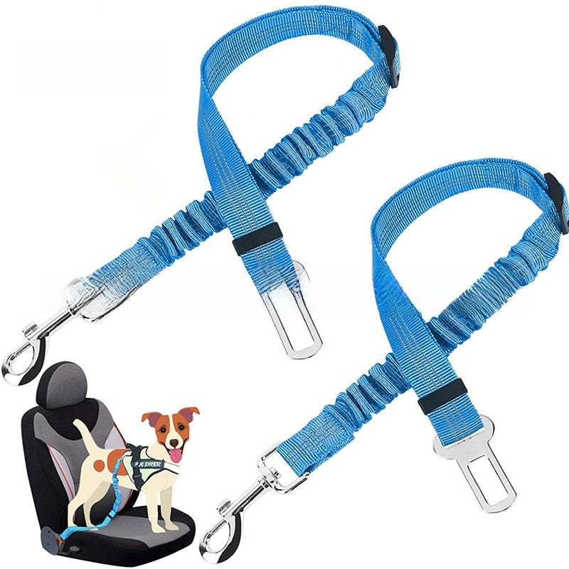Dog car seat belt leads in many colours with metal clips