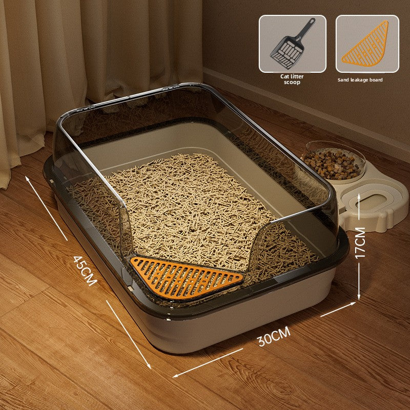 Extra Large Semi-Enclosed Cat Litter Box, High Sided Anti-Splash