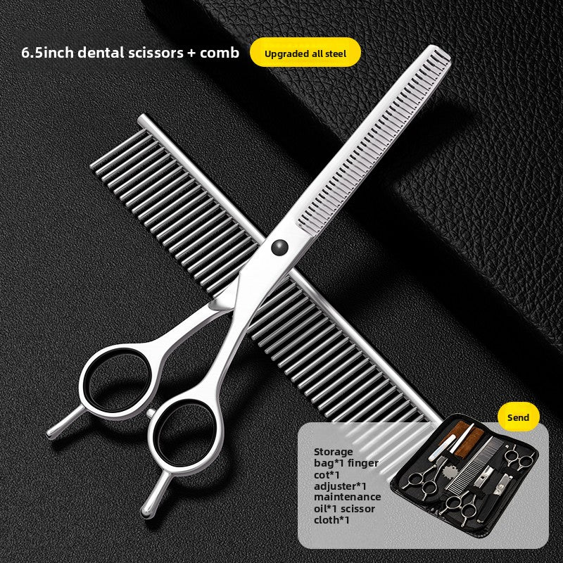 Stainless steel pet grooming scissors with comb and care kit
