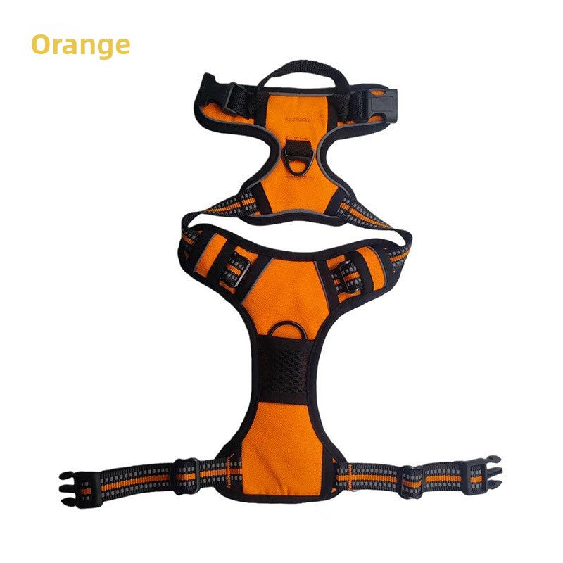 Reflective Oxford cloth dog harness with adjustable straps in red, view 23