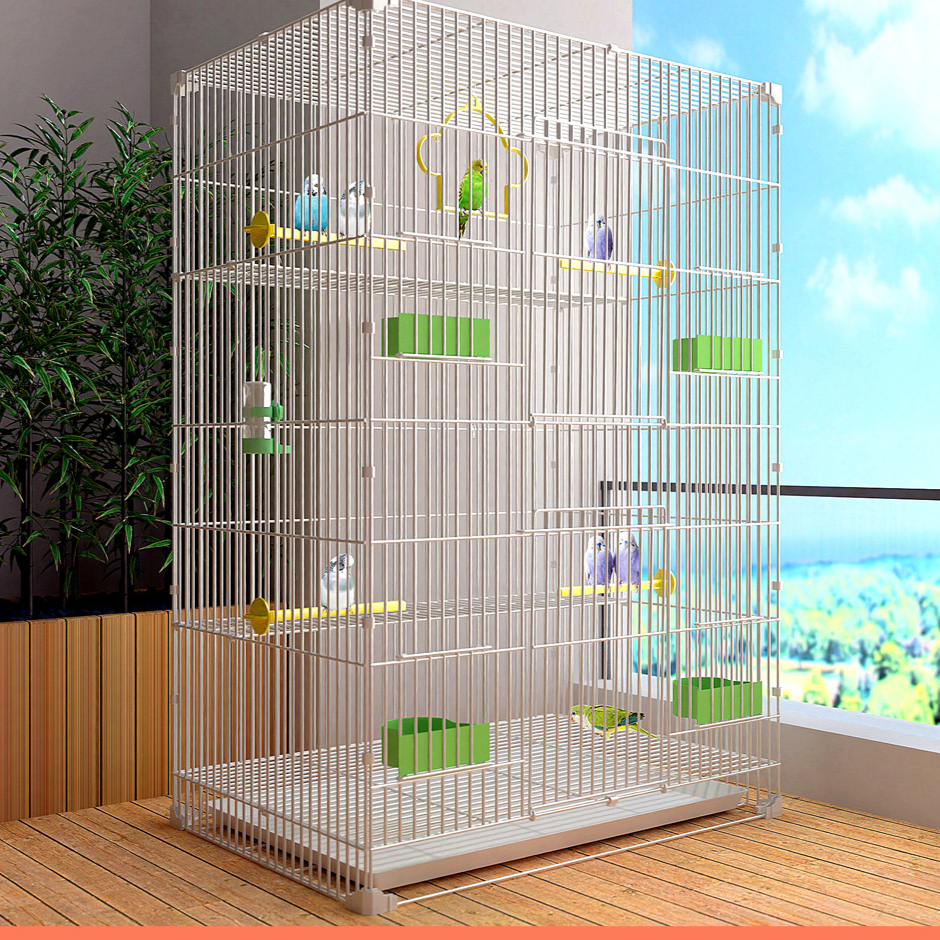 Iron bird cage for budgies and cockatiels in black or white, view 1
