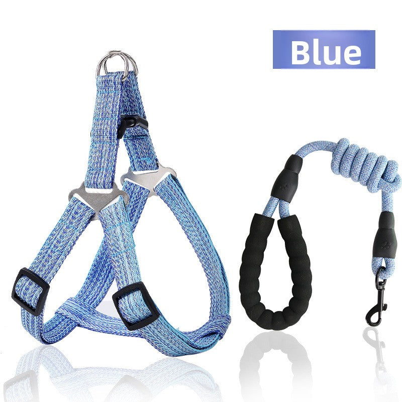 No pull dog harness and lead set in blue polyester