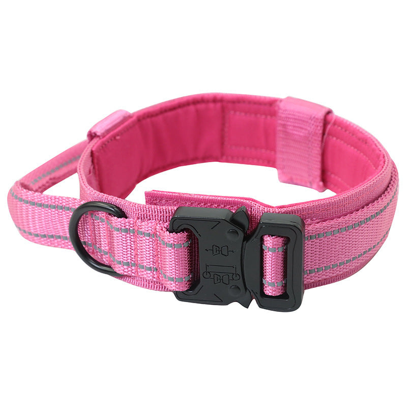 Khaki tactical dog collar and lead set for large dogs