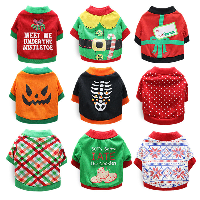 Cotton holiday pet T-shirt for small dogs and cats in Plain Orange, front view