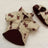 Warm padded dog coat and hat set with lead ring in Brown, side view