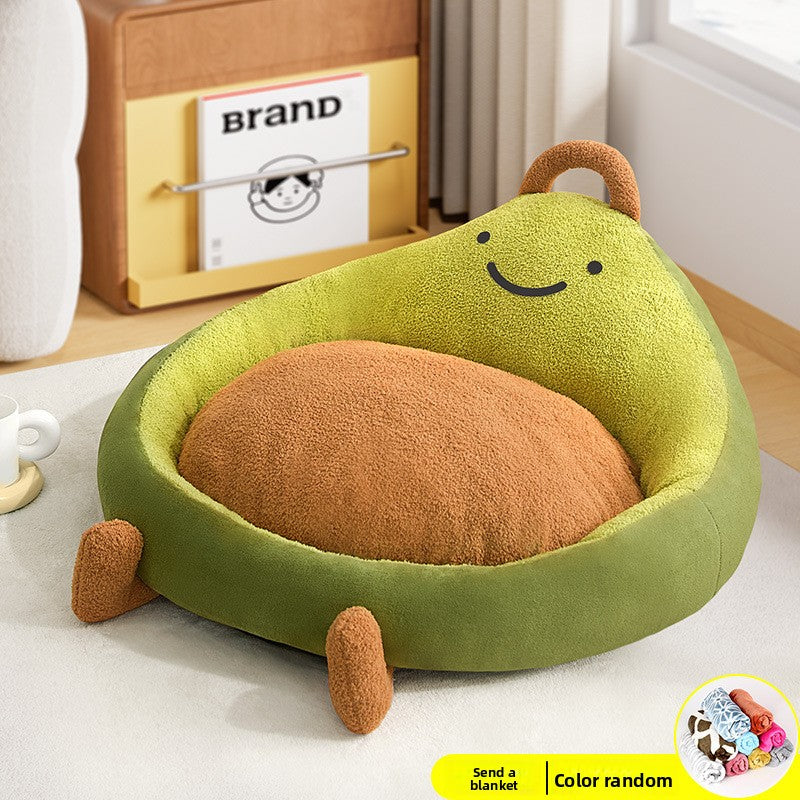 All-Season Fruit Design Pet Bed, Soft Cushion for Dogs and Cats