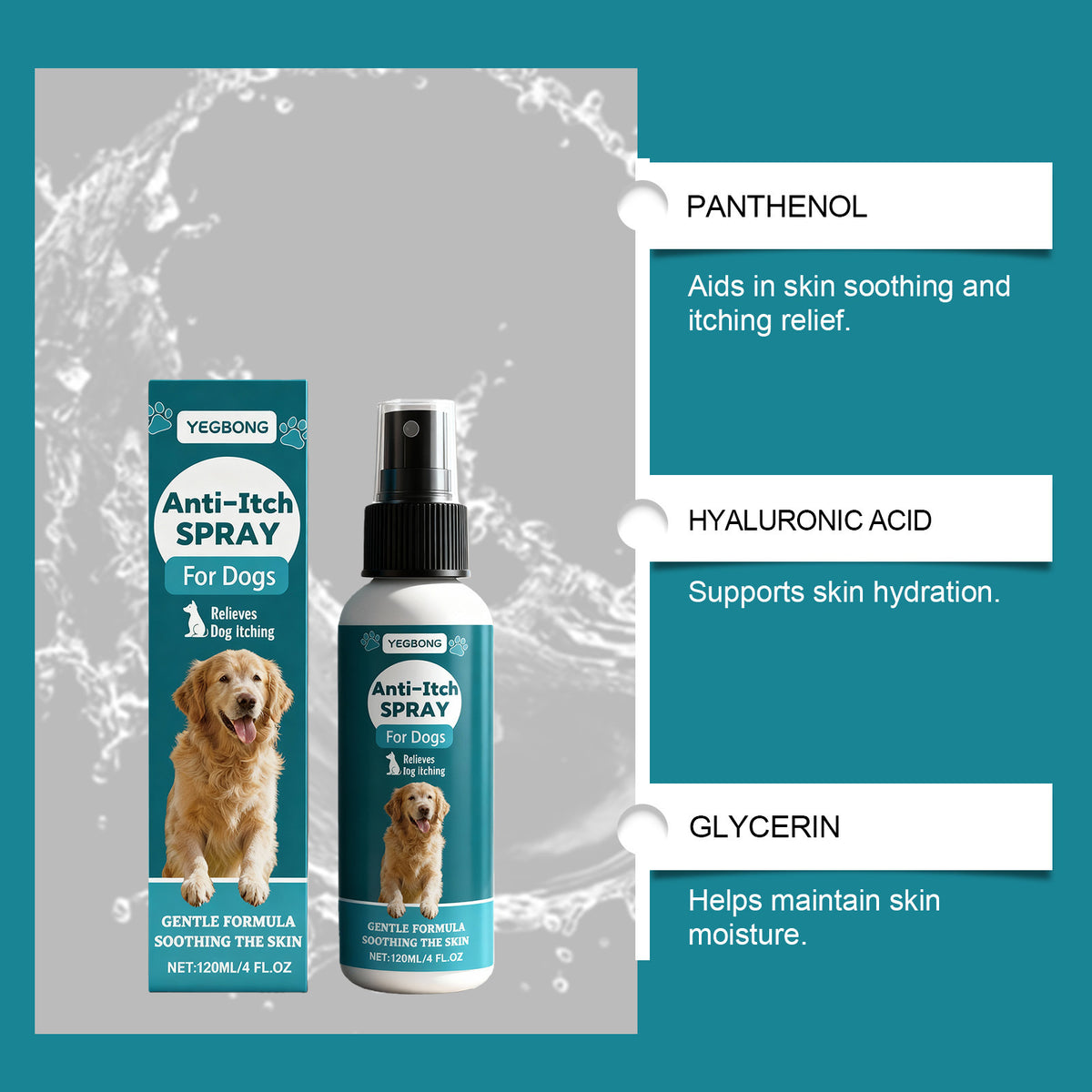 Soothing Pet Skin Care Spray for Itchy and Dry Skin