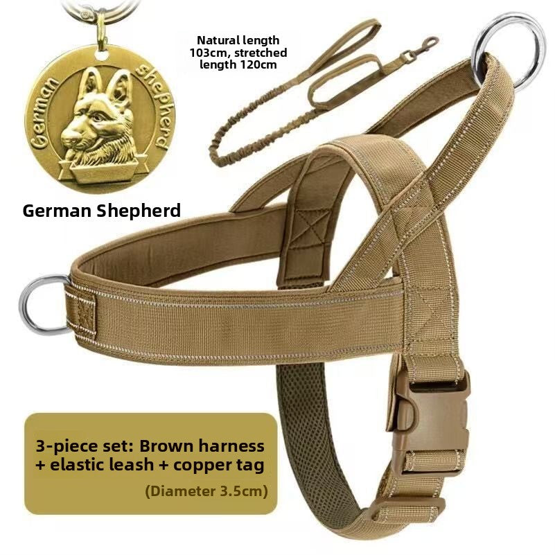Reflective tactical nylon dog harness, ideal for everyday use