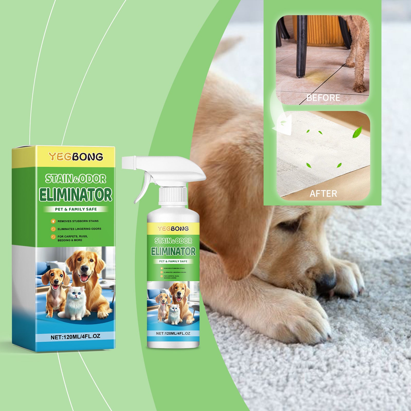 Pet Stain and Odour Remover Spray 120ml for Dogs and Cats