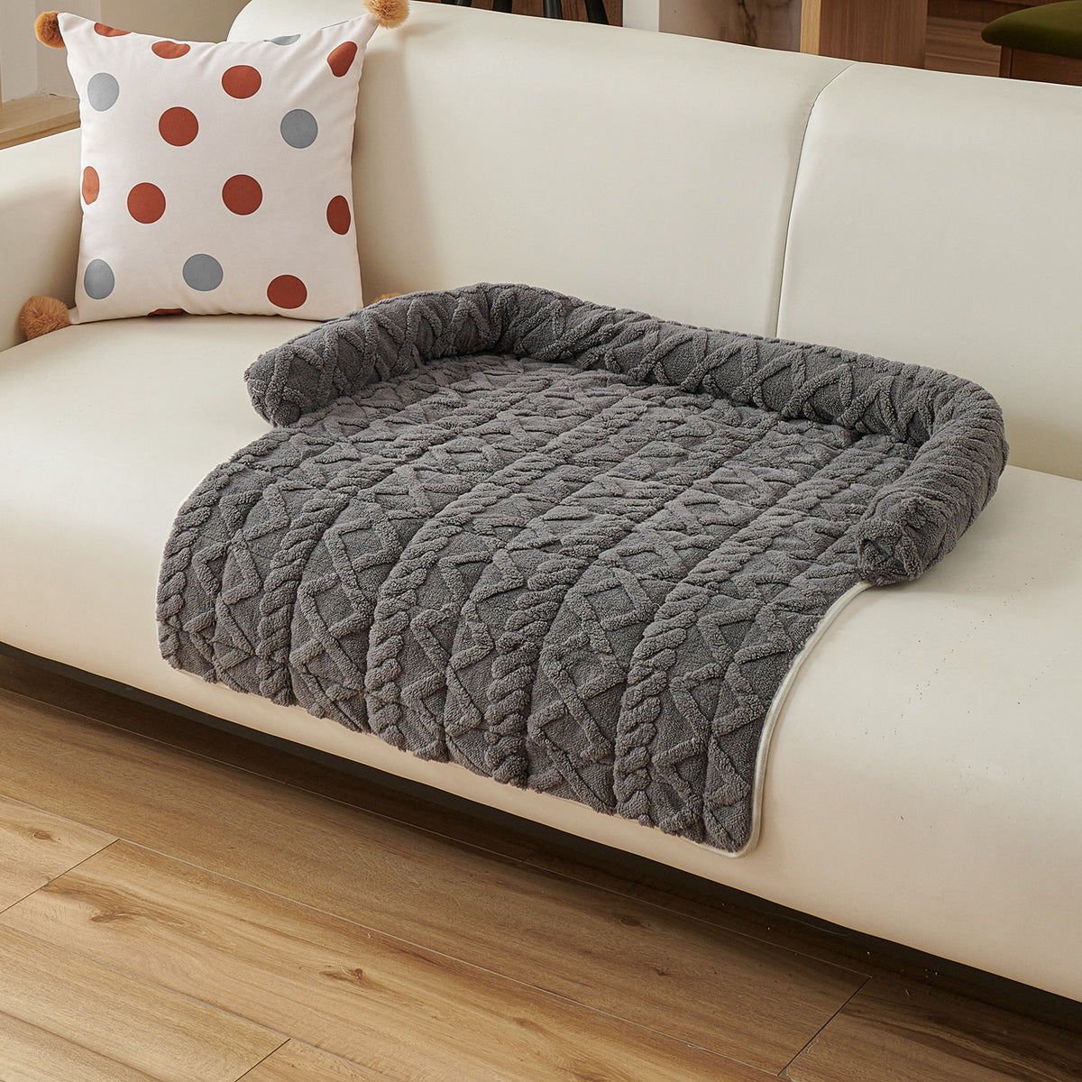 Dark grey twist plush mat for dogs and cats