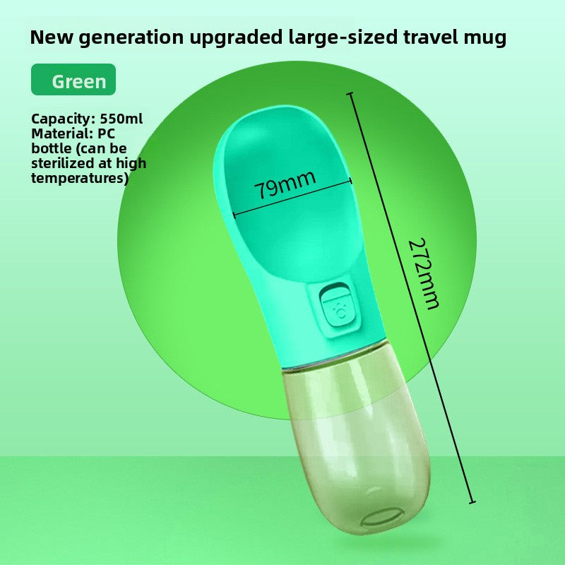 Portable Pet Water Bottle with Detachable Bowl and Carry Strap for Dogs and Cats