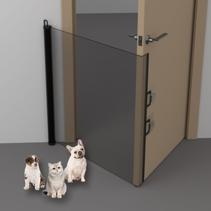 Retractable mesh pet gate across doorway, photo 16 of 17