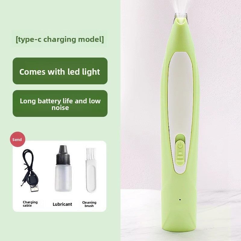 Mini Paw Hair Trimmer with LED Light, Battery or USB Rechargeable