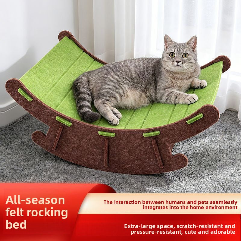 Felt rocking cat bed with built-in scratching board, product image 2