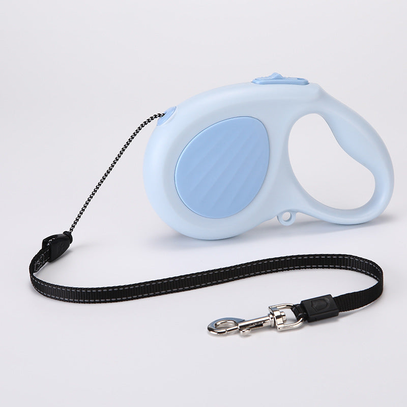 Retractable dog lead with instant brake and flat tape in blue