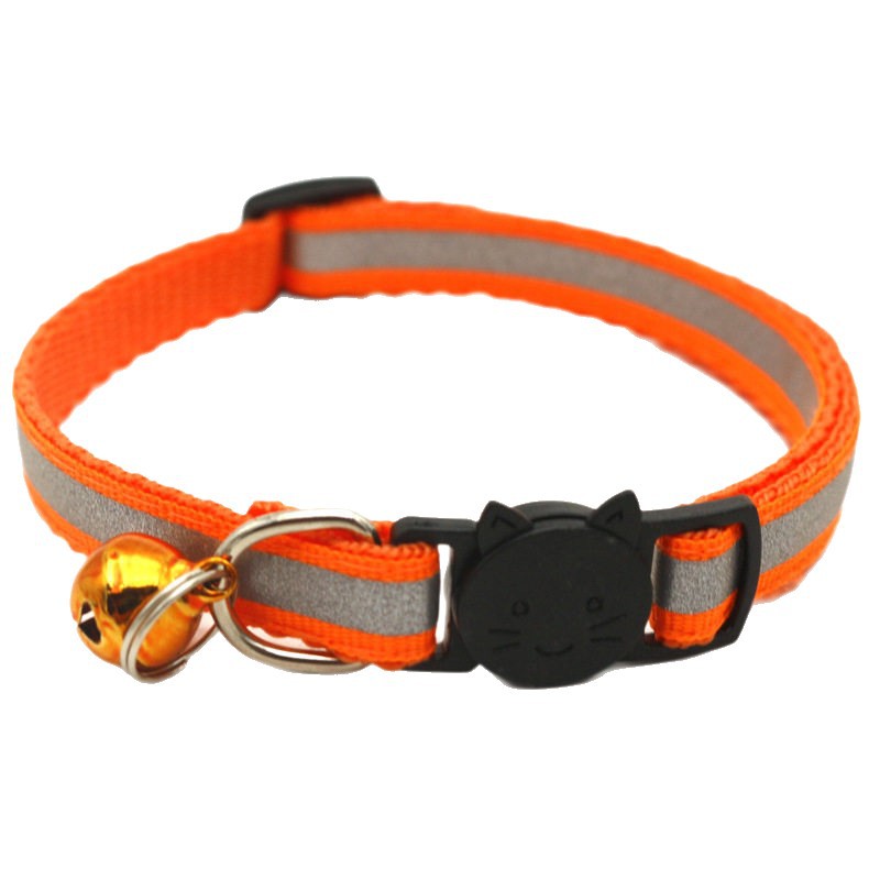 Striped reflective cat collar with bell in 14 colour options
