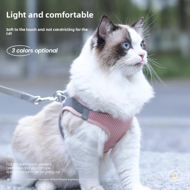 Breathable vest harness for cats and small dogs, 5 sizes available
