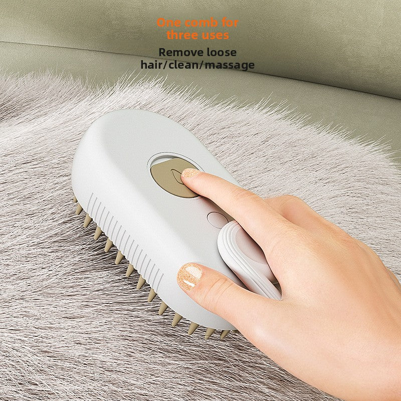 Electric Steam and Spray Pet Brush with Soft Massage Bristles