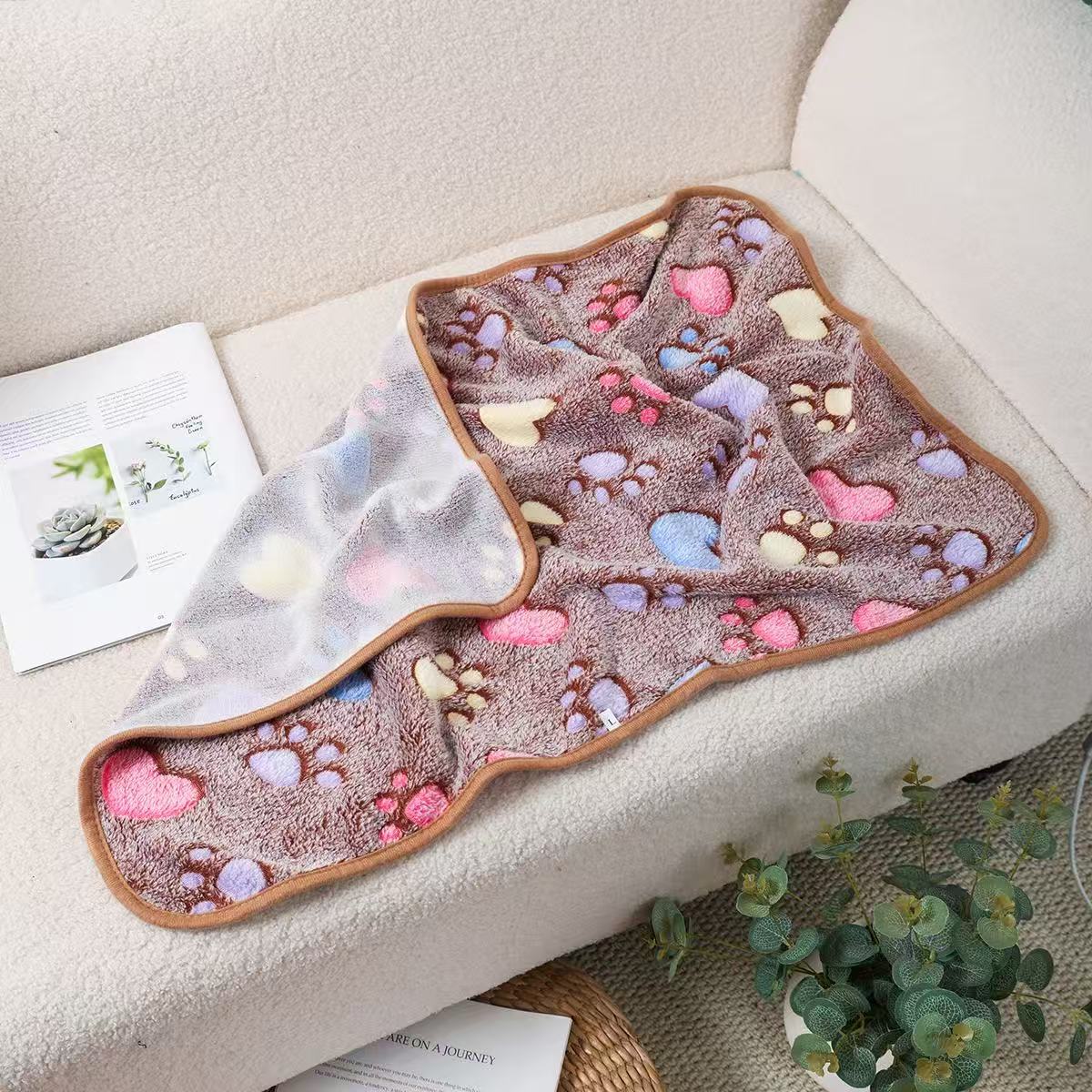 Small coral fleece pet mat, further angle view