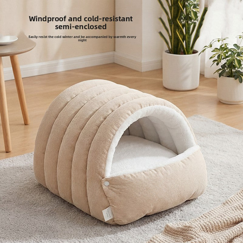 Enclosed washable cat cave bed with removable cushion, medium size, view 4 of 17