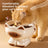 Ceramic cat ear food bowl with tilted rim in off white, view 2