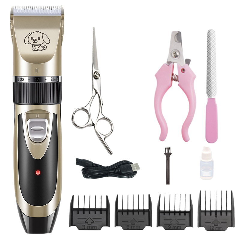 Cordless Pet Hair Clipper Set with Scissors and Comb Attachments