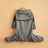 Reflective hooded dog raincoat in silver fabric in Blue Fleece Lined, side view
