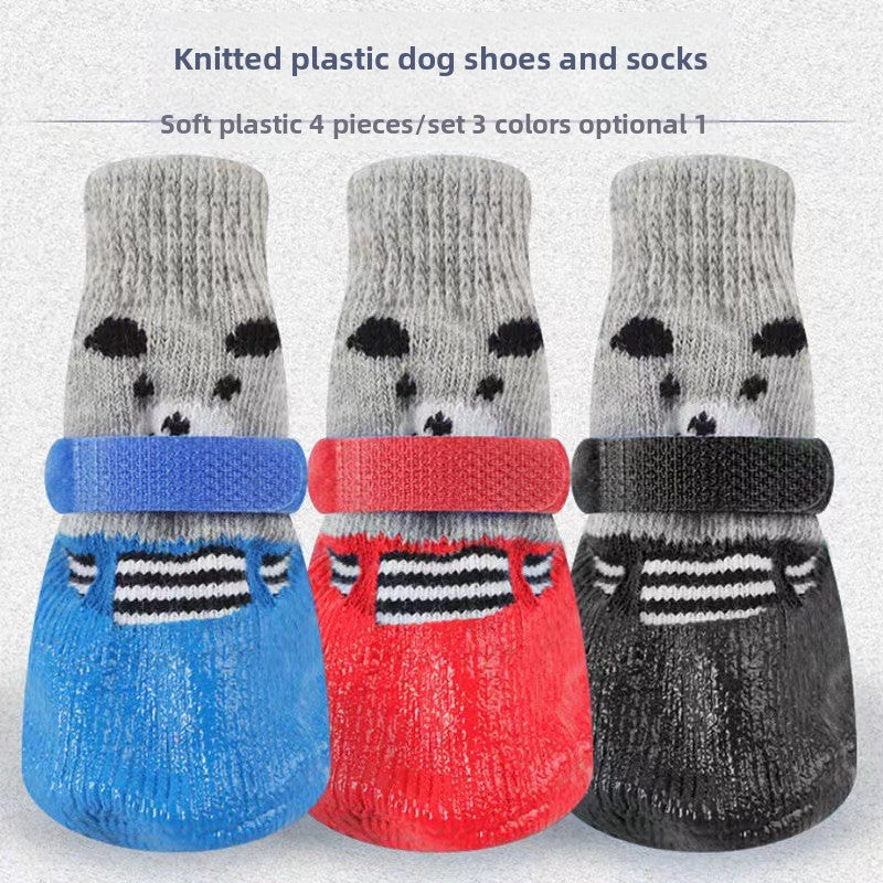 Waterproof silicone dog socks set of four, available in 3 colours, image 4