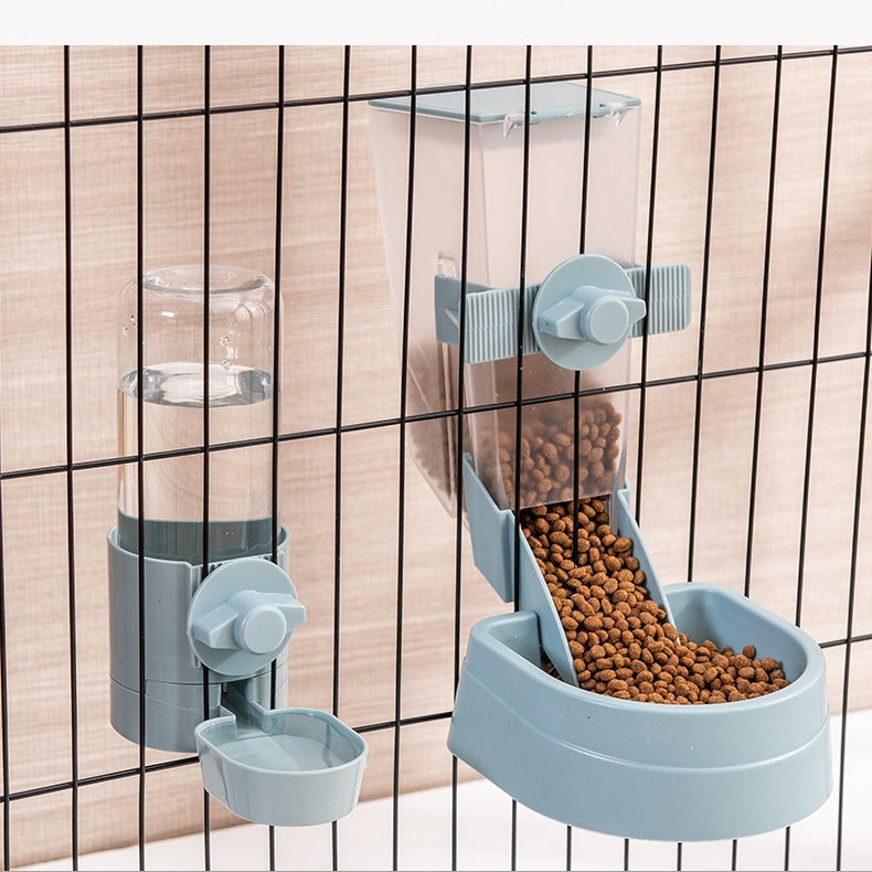 Hanging Pet Feeder and Water Dispenser Set, 500g Food and 500ml Water, Cage Mount
