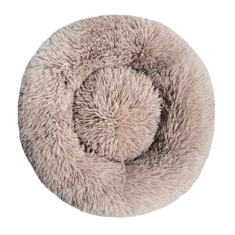 Round long plush donut pet bed for cats, photo 14 of 80