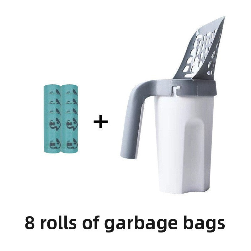 Large Capacity Cat Litter Shovel with Guard and Bag Storage