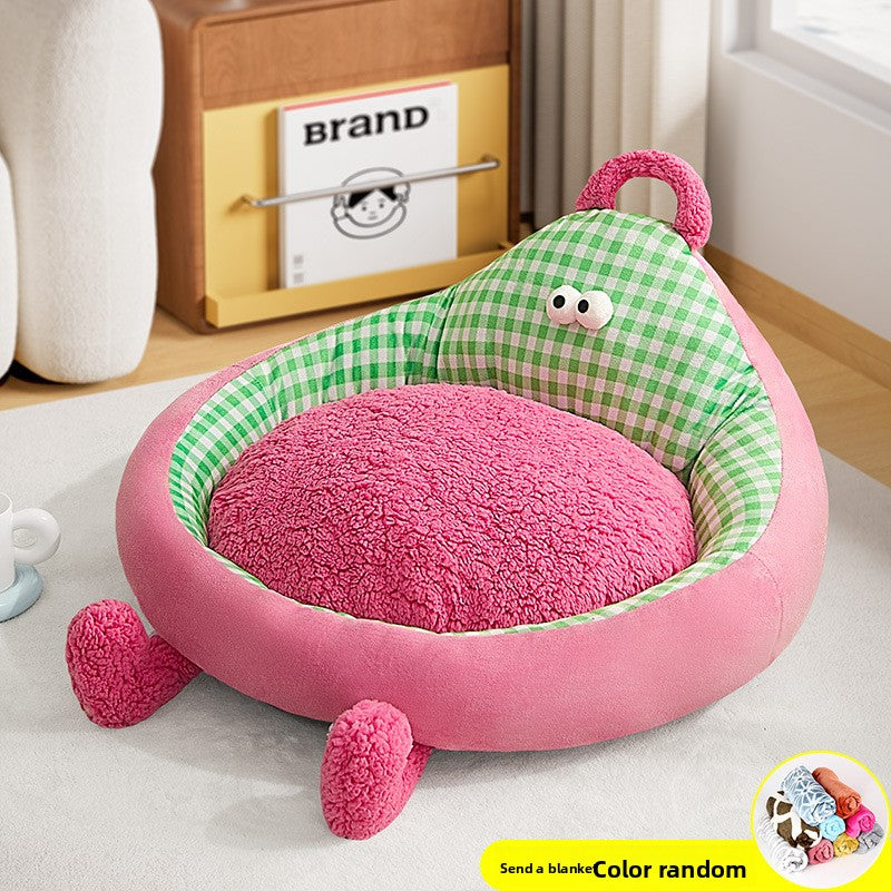 All-Season Fruit Design Pet Bed, Soft Cushion for Dogs and Cats