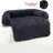 Dark grey long plush curved dog bed with raised sides
