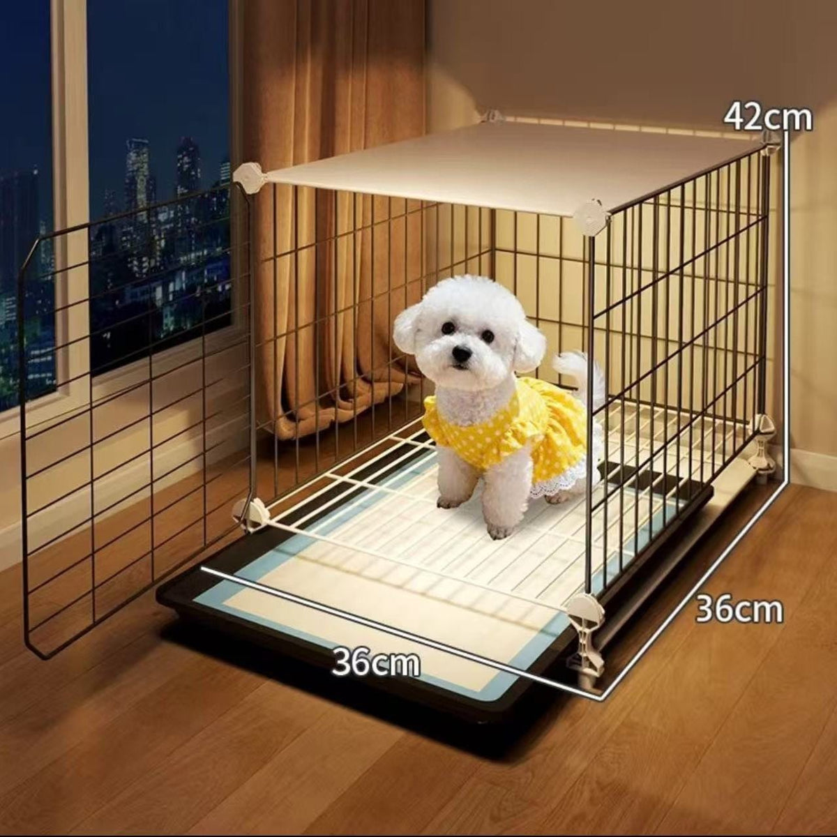 Indoor dog cage with tray, product gallery photo