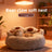 Grey bear paw shaped round plush pet bed, view 3