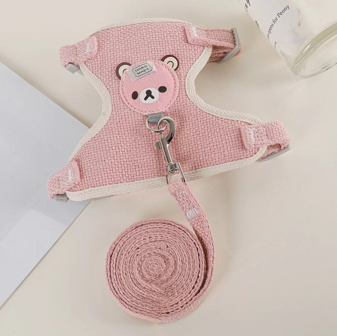 Cute bee print vest harness and lead on a puppy