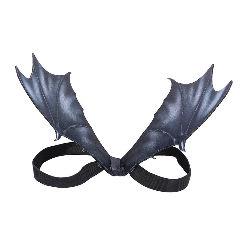 Halloween black bat wings costume for dogs and cats in Black, in a home setting