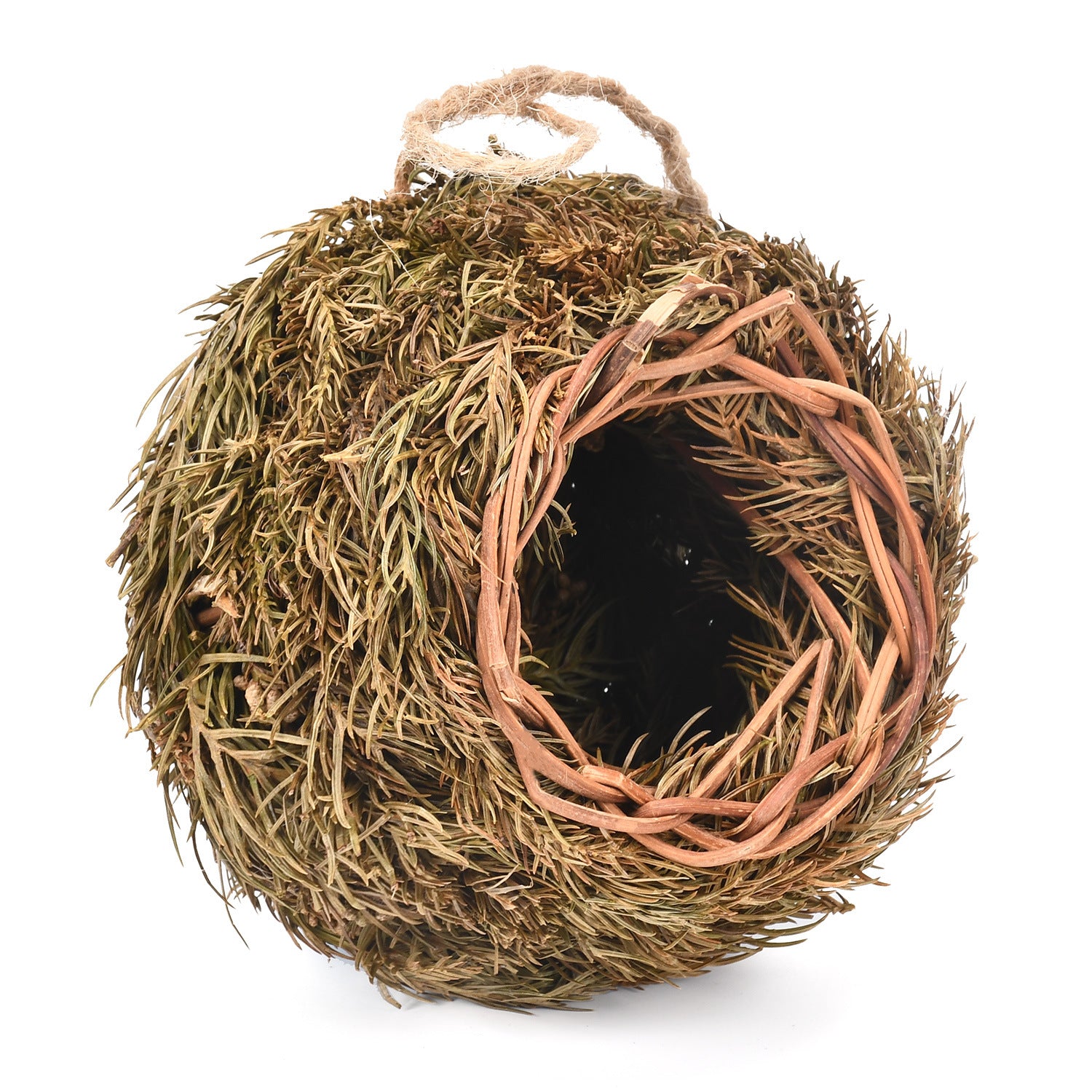 Hand woven natural fibre bird house for garden birds, view 6
