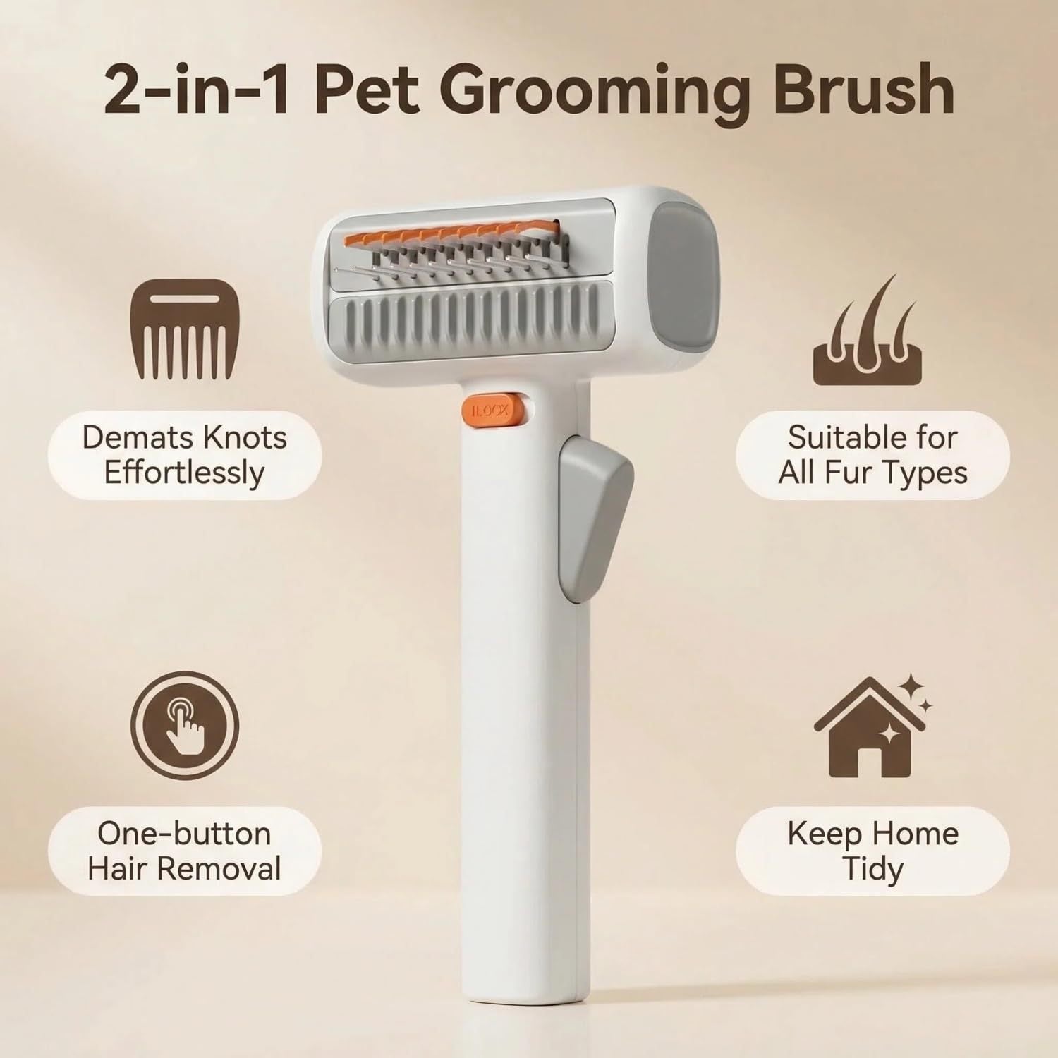 Gravity Detangling Comb with Safety Blade, 2-in-1 Knot Remover