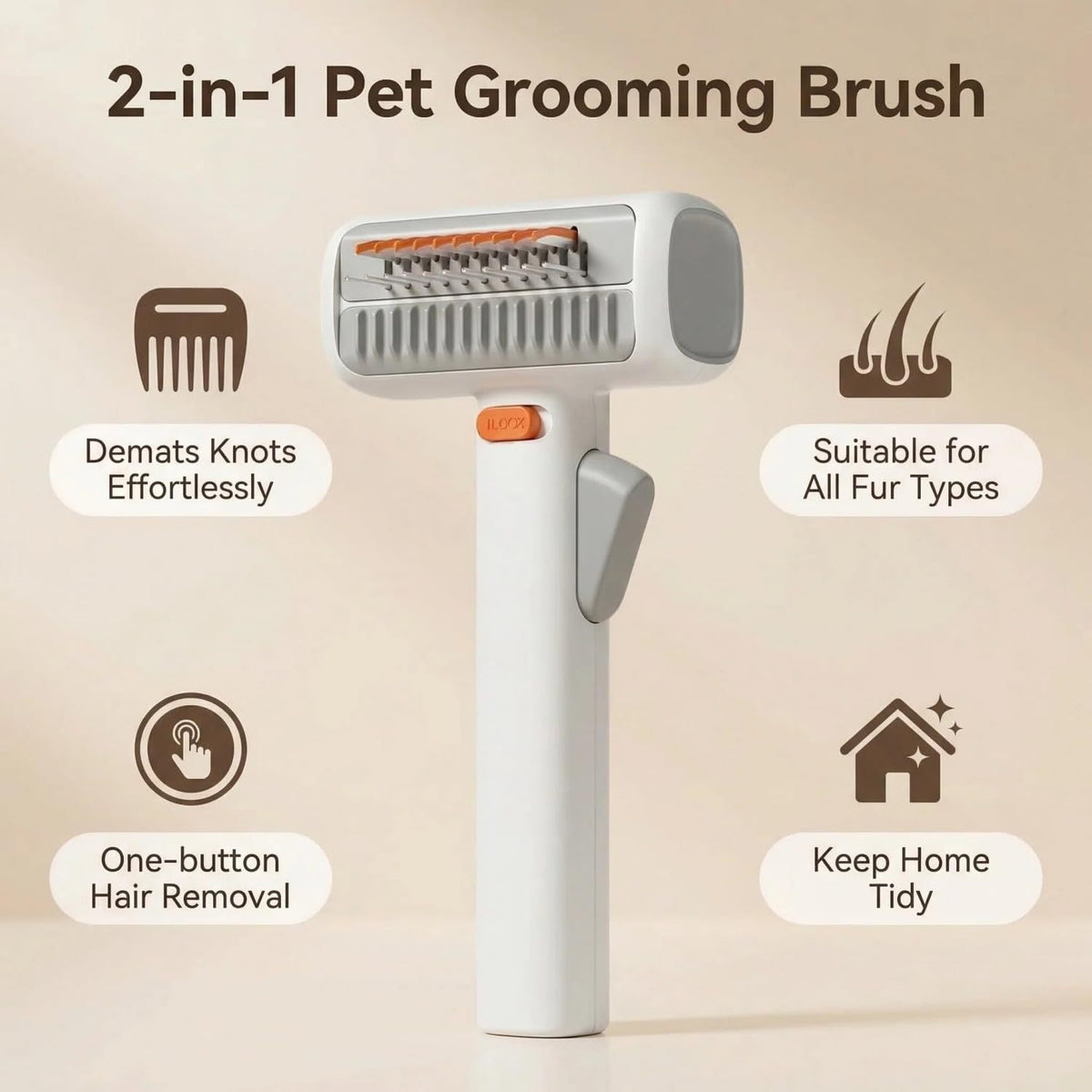 Gravity Detangling Comb with Safety Blade, 2-in-1 Knot Remover