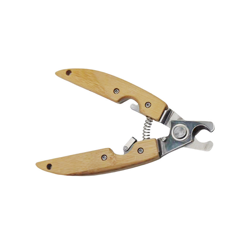 Wooden Handle Stainless Steel Dog Nail Clippers, Anti-Splash