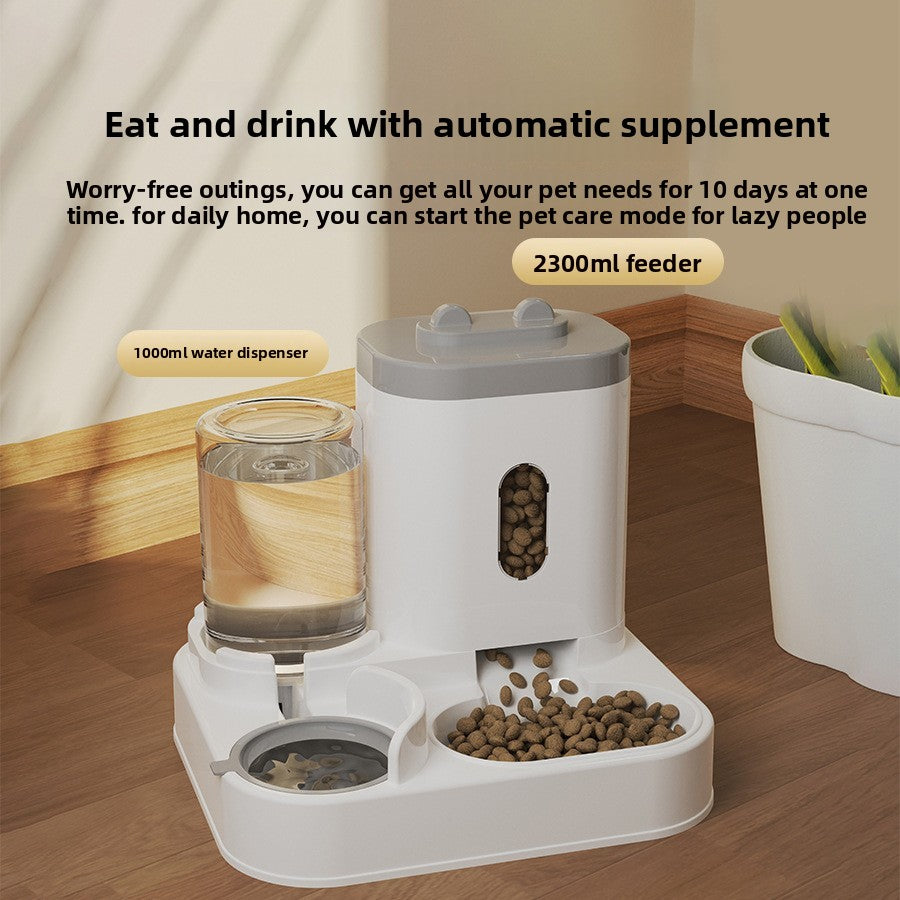 Two-in-One Automatic Pet Feeder Bowl with Food and Water Dispensing for Cats
