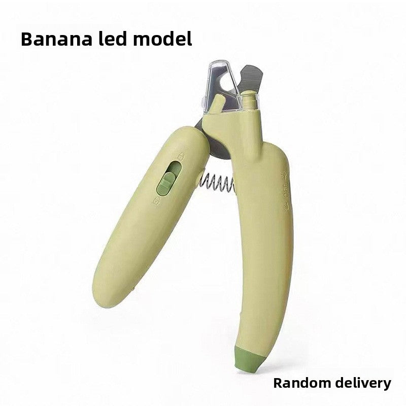 Banana Shaped LED Pet Nail Clipper with Safety Guard