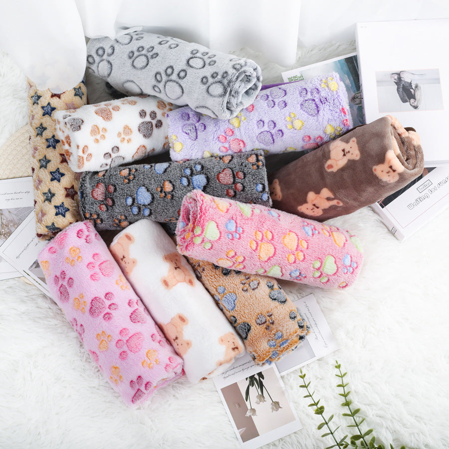 Coral fleece pet blanket with print, sizes from 25 x 25cm