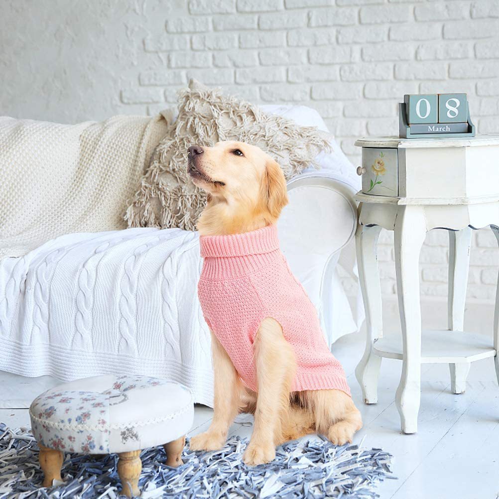 Cable knit roll neck dog jumper in wool knit in Navy Blue, close-up detail