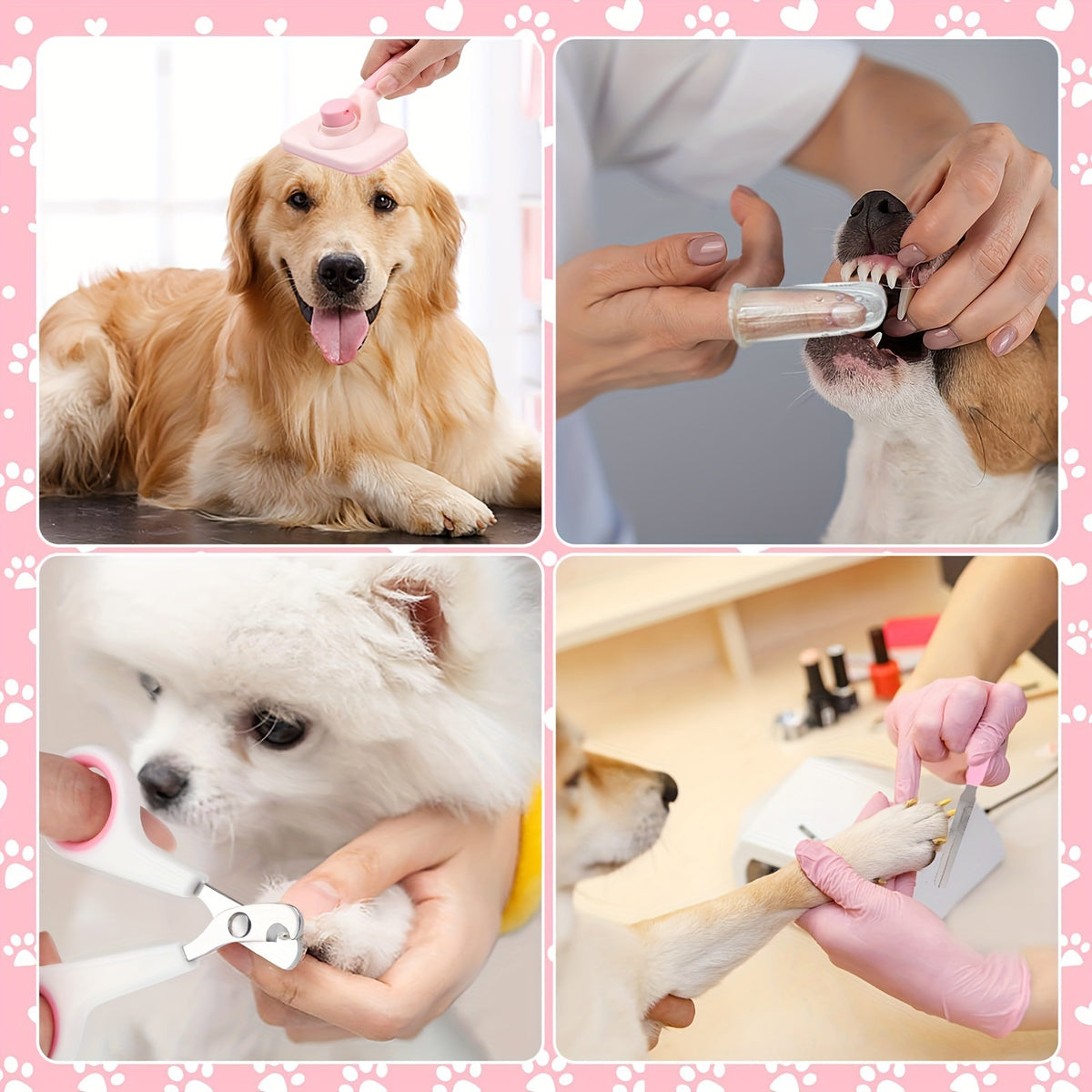 8-Piece Pet Grooming Kit with Slicker Brush, Combs and Nail Clipper