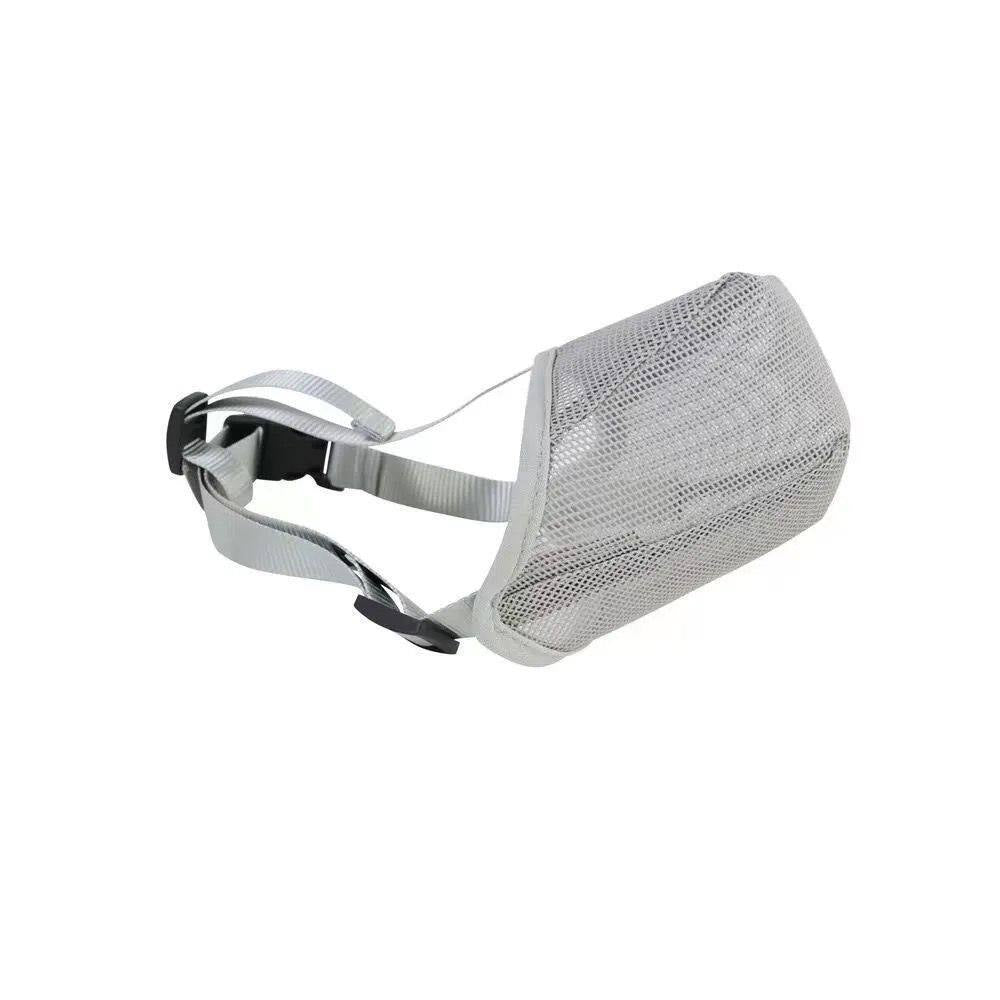 Black breathable nylon mesh dog muzzle with adjustable strap, product image 5