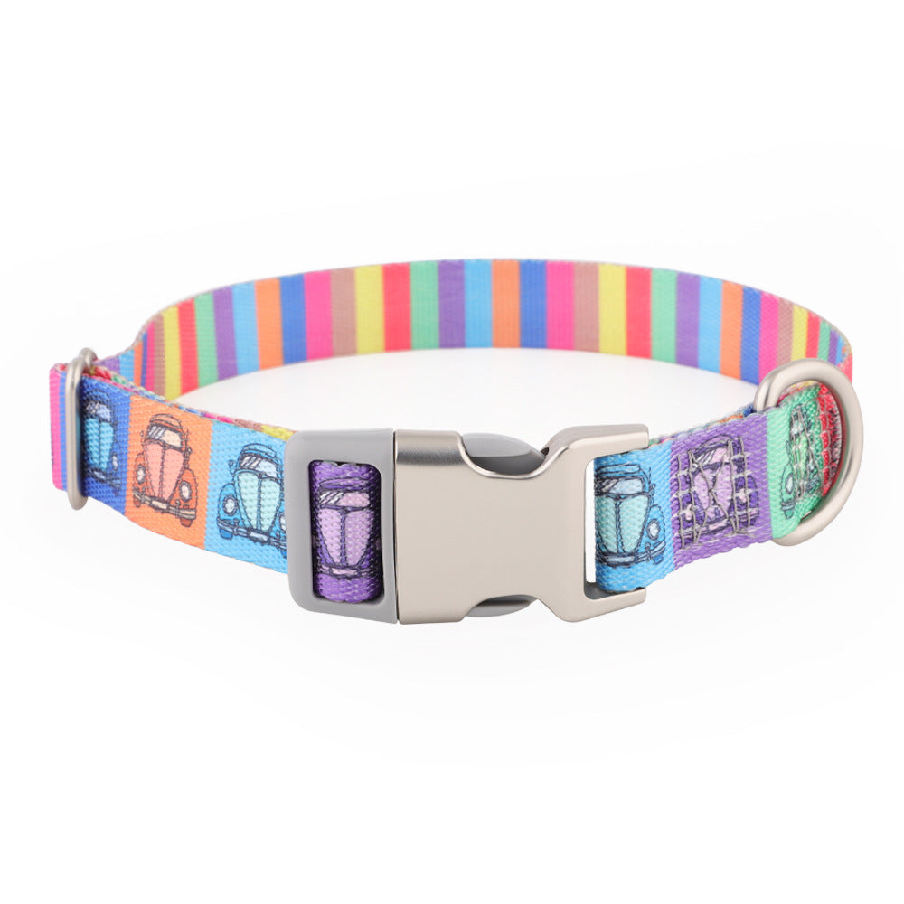 Printed nylon dog collar with colourful pattern, product image 18