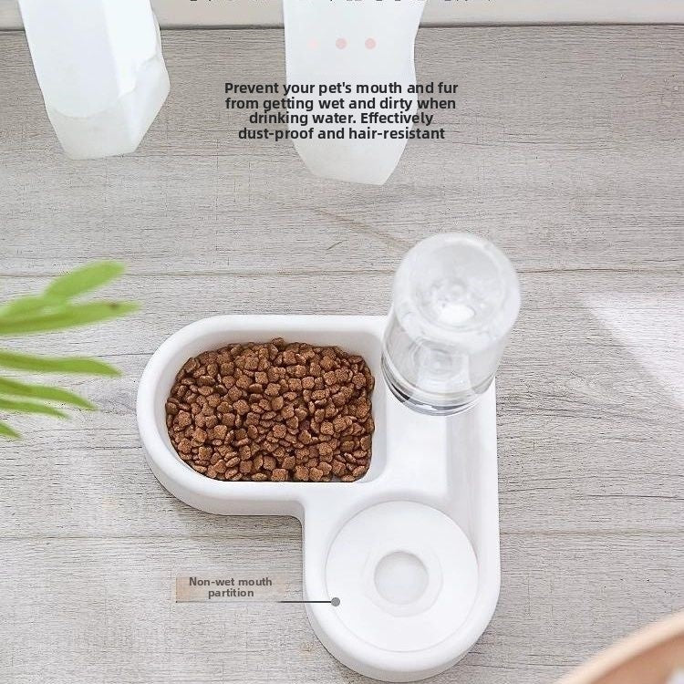 Dual-Bowl Pet Water Dispenser and Food Bowl with Anti-Spill Heart Design