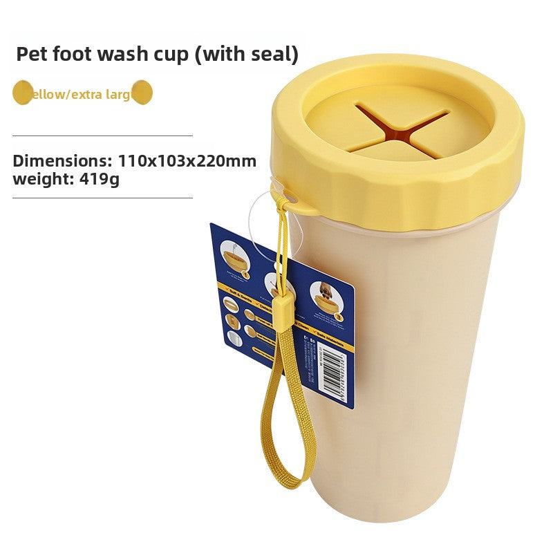 Deep Dog Paw Cleaner Cup with Soft Bristles, Towel Option